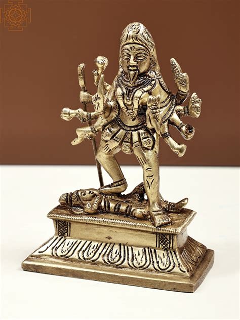 4" Small Maa Kali Brass Statue | Handmade Metal Idols | Exotic India Art