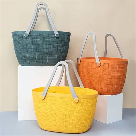 Bakul Rotan Rattan Basket Bakul Supermarket Shopping Basket Plastic