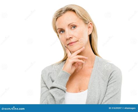 Portrait Beautiful Mature Woman Isolated On White Background Stock Image Image Of Female Copy