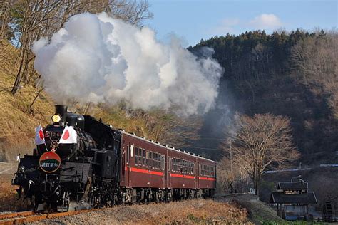 真岡鐡道「sl新年号」（c12）2023年1月8日 日章旗を翻して芳賀路を走る「sl新年号」