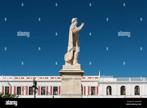 Statue Of Dionysios Solomos At Platia Solomou Square Zakynthos Town