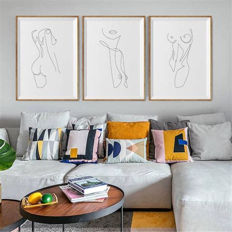 One Line Drawing Naked Line Art Set Abstract Nude Set Of 3 Female Line Art Woman Nudes
