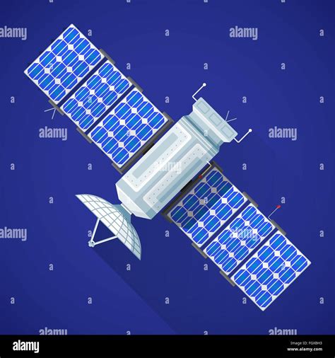 Vector diseño plano color antena del módulo de difusión por satélite