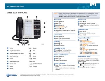 Mitel Ip Quick Reference Guide Manualzz