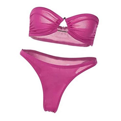 Maxbell Women Bikini Set Two Piece Bathing Suit Swimsuit Strapless Summer For Beach L Purple