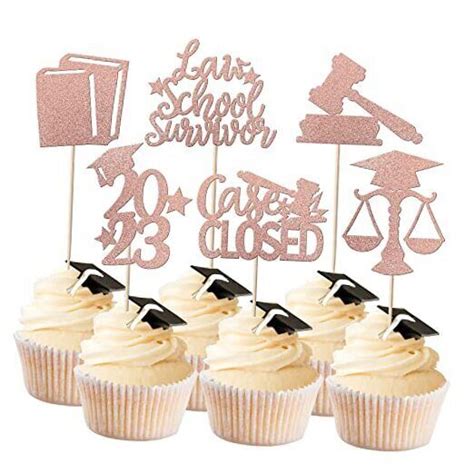 36 Pack Lawyer 2023 Graduation Cupcake Toppers Glitter Class Of 2023