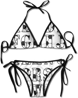 Quemin Soccer Ball Alphabet Letter Women S Sexy Triangle Bikini