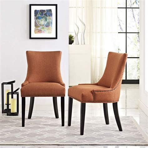 Marquis Dining Side Chair Fabric Set Of 2 In Orange Side Chairs