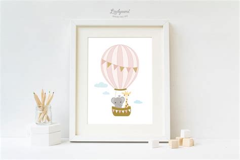 Hot Air Balloon Nursery Wall Art Nursery Decor Girl Etsy