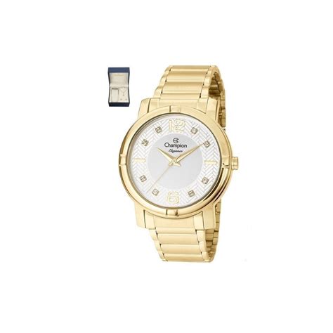 Relogio Champion Femenino Dourado Cn25252W E Colar Brincos Submarino