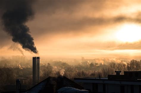 Premium Photo Factory Emitting Smoke And Polluting The Air On The Sunset