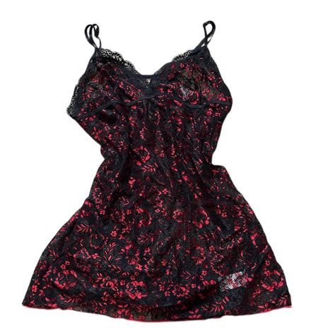 Lingerie Dress Y K Red And Black Lace Lingerie Depop