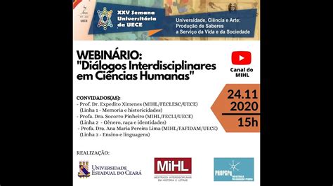 XXV SEMANA UNIVERSITÁRIA UECE WEBINÁRIO Diálogos Interdisciplinares