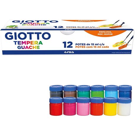 Tinta Tempera Guache 12 Cores 15ml Giotto Shopee Brasil