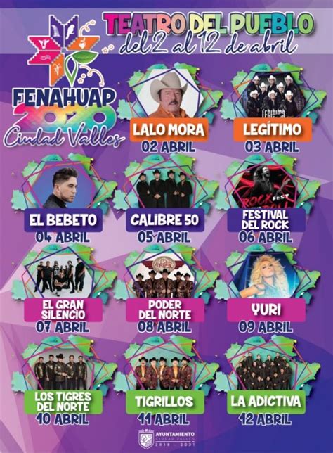 Feria Nacional De La Huasteca Potosina 2020 Cartelera Oficial