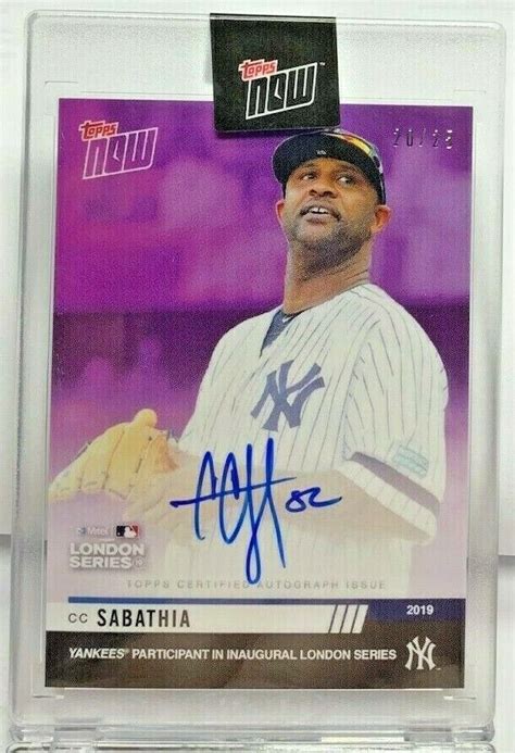 Cc Sabathia Topps Now London Series Purple Autograph Auto D