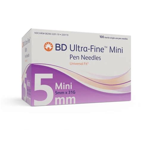 Bd Ultra Fine Iii 31g 0 25mm 3 16in 5mm Mini U100 Pen Needles Discreet Diabetes Supplies