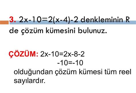 1 Dereceden bir bilinmeyenli denklemler çözümlü sorular 7