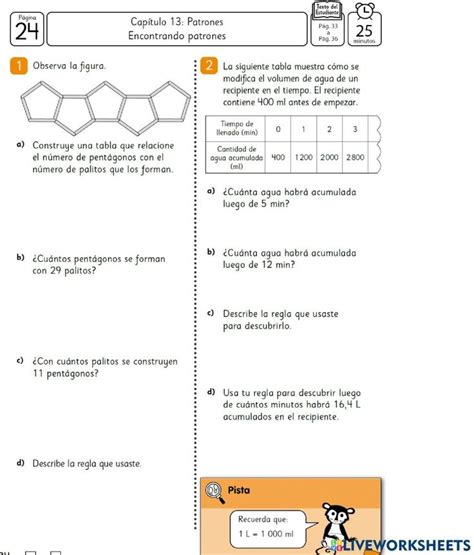 Patrones online activity for 5 Sucesiones numericas Numéricos Fichas