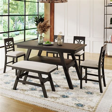 Amazon Merax Piece Counter Height Dining Table Set With Storage