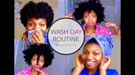 Natural Hair Wash Day Routine DIY Hair Growth Oil YouTube