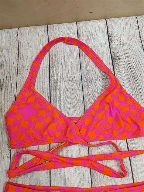 Skarlet Vintage Retro Bikini Set Pink Orange Size Sma Gem