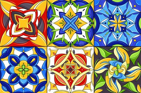 Set Of Ceramic Tile Patterns Gorgeous Seamless Patterns Stock Photo