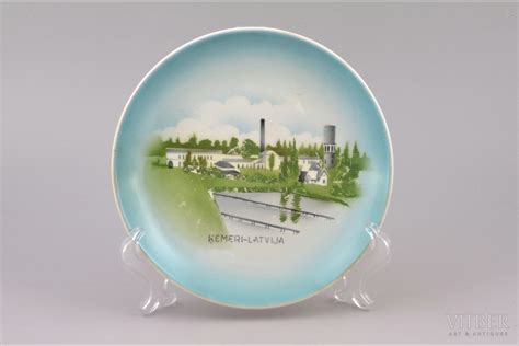 Декоративная тарелка, "Кемери - Латвия", фаянс, фабрика М.С. Кузнецова ...
