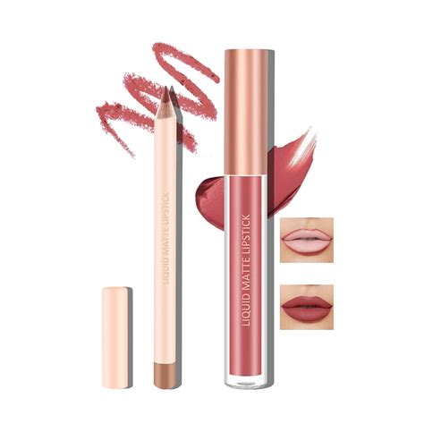 Amazon Boobeen Liquid Matte Lipstick And Lip Line Pencil Set Nude Red Lip Makeup Longwear