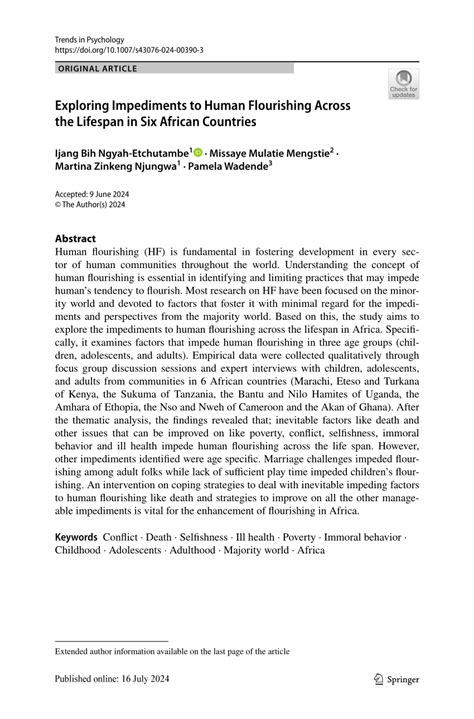 PDF Exploring Impediments To Human Flourishing Across The Lifespan In