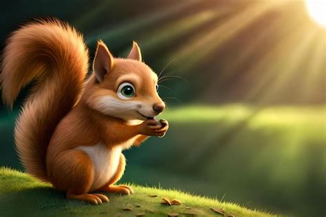 Premium Ai Image A Squirrel Eating An Acorn In The Sun