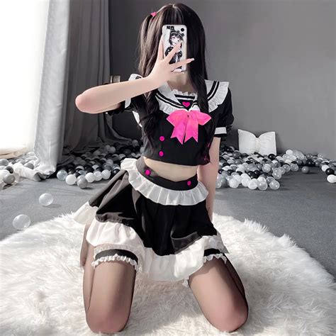 Cute Lolita Maid Uniform Girls Women Sexy Lingerie Maid Sailor Cosplay