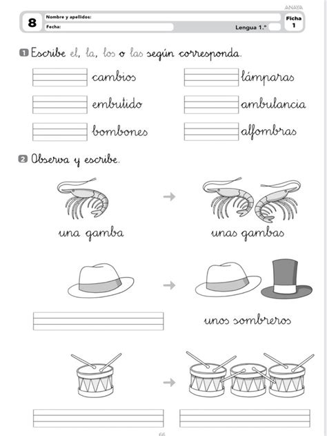 Lengua Anaya 1 primaria Evaluación de lectura Primarias Lecto escritura