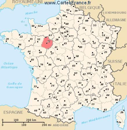 sarthe carte plan departement de la sarthe