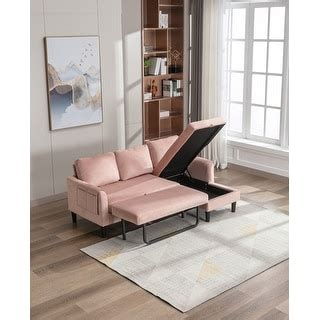 Convertible Chaise Sofa Set Reversible Sectional Sleeper Couch Bed with Storage Chaise Sofa Set ...