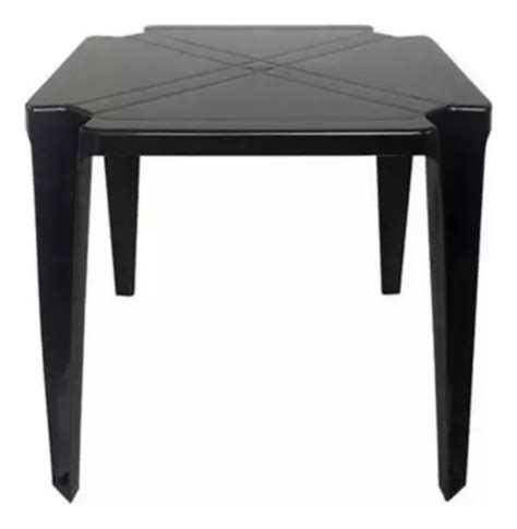 Mesa Pl Stica Quadrada Monobloco Empilh Vel Resistente Cm Cor Preto