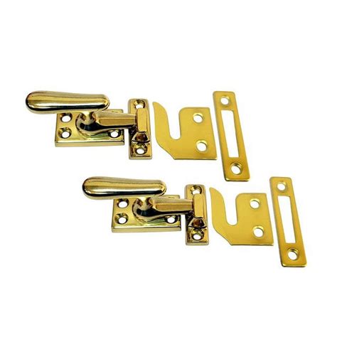 Qcaa Solid Brass Casement Fastener Window Lock Small Polished Brass