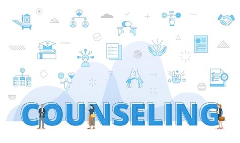 Premium Vector Counseling Concept With Big Words And People Surrounded By Related Icon With