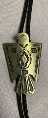 Vintage Thunderbird Bolo Tie Bell Trading Co Nickel Silver Braid