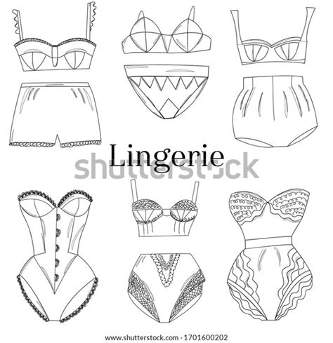 Line Art Female Lingerie Collection Lace Stock Vector Royalty Free Shutterstock