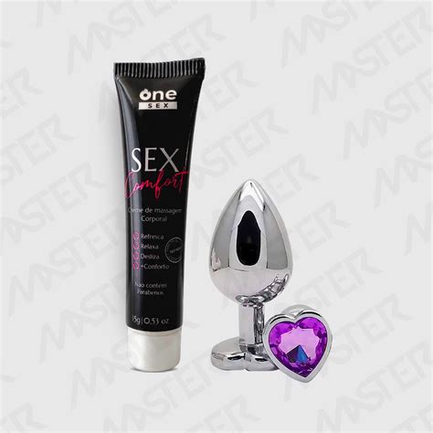 Kit Iniciante Plug Anal Dilatador Pequeno Tamanho P Formato Coração Gel Lubrificante Anal Sex