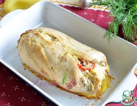 Куриный рулет с сыром и томатами | Rezept