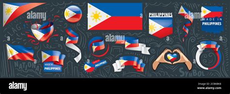 Vector Set Of The National Flag Of Philippines In Various Creative