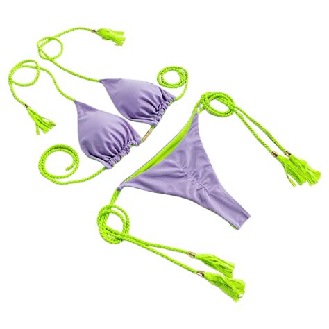 Celivon Womens Bikinis Swimsuit Summer Sexy Beach Color Blocked Halter Tie Backless Bikini