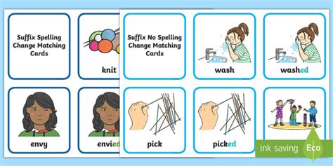 Suffix Matching Cards Ed Activity Professor Feito