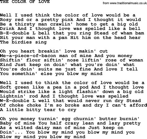 Johnny Cash Song The Color Of Love Lyrics