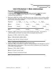 Ws Docx Name Date Pd Unit Worksheet Mole Relationships For