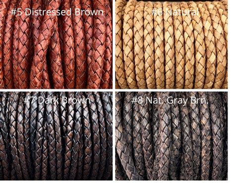 Mm Bolo Braided Leather Cord Colors By The Yard Distressed