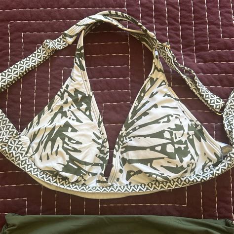 Olive Green And White Bikini Swimsuit Both Top And Depop