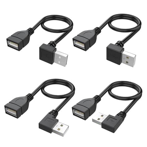 Удлинитель USB 2.0 «папа-мама» с левым/верхним и нижним разъемами ...